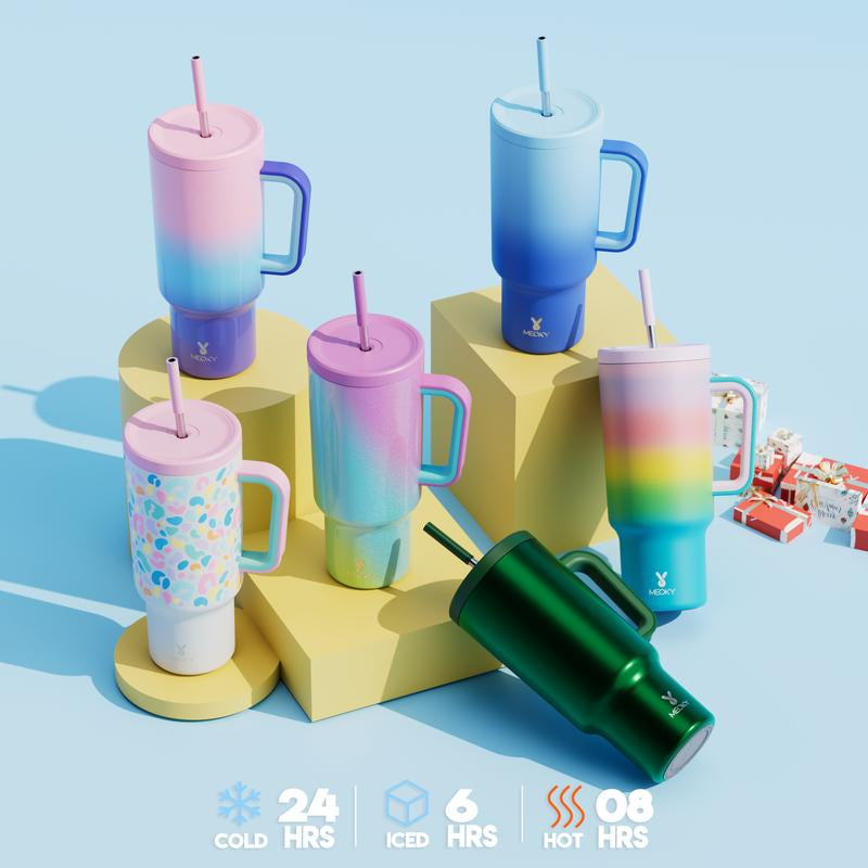 【Stay Stylish & Sustainable】 Meoky'S Stainless Steel Car Cup Keeps Drinks Cold for 24Hrs,Perfect for Travel, Outdoor Adventures, Leak-Proof, Reusable, & Arrives in Just 3 Days