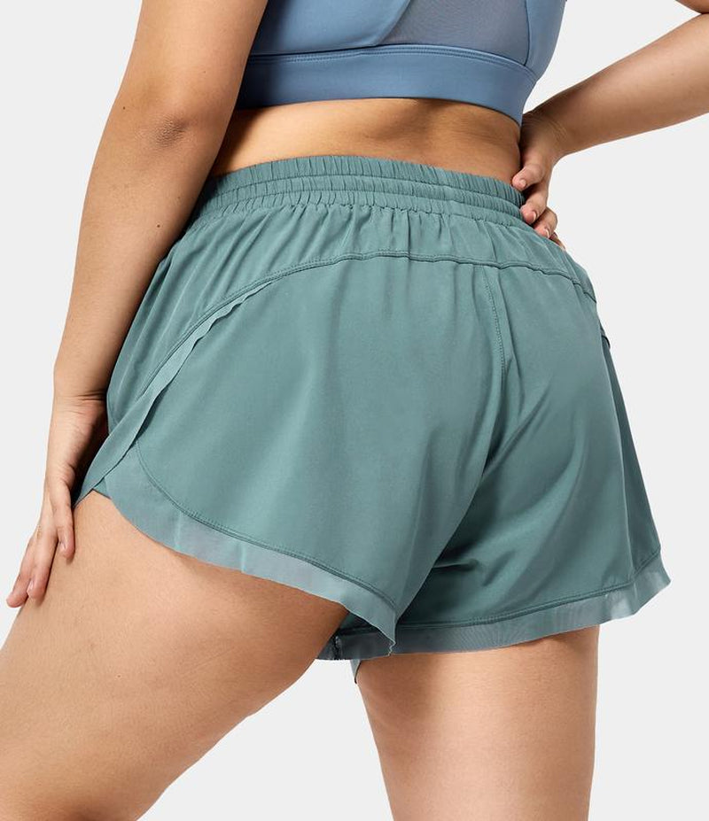 Halara Drawstring Contrast Mesh 2-In-1 plus Size Shorts 4"