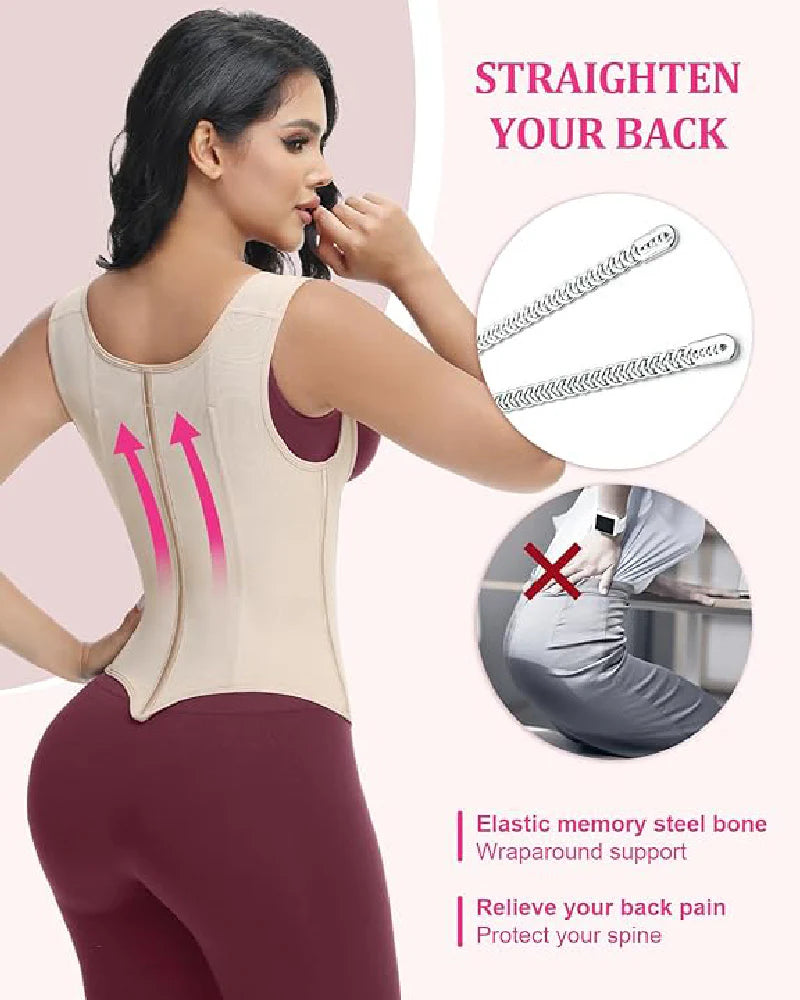 Transform Your Figure with the Shapshe® Women's Waist Trainer Corset Vest – Ultimate Body Shaper with Steel Bones