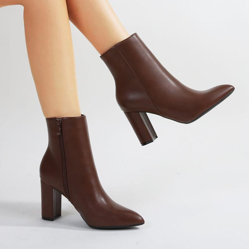 Elevate Your Style with the Sara Pointed Block Heel Ankle Boots