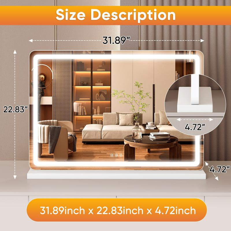 Illuminate Your Beauty Routine: Modern LED Vanity Mirror with Touch Control & 3 Adjustable Color Modes for Flawless Makeup