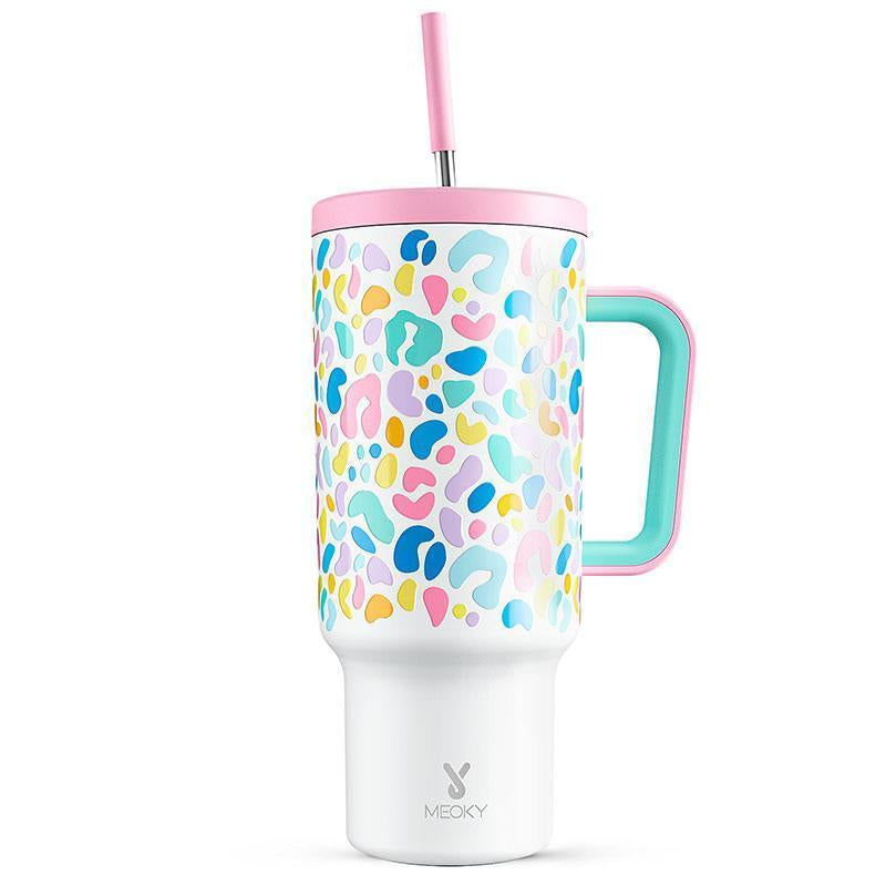 【Stay Stylish & Sustainable】 Meoky'S Stainless Steel Car Cup Keeps Drinks Cold for 24Hrs，Perfect for Travel, Outdoor Adventures, Leak-Proof, Reusable, & Arrives in Just 3 Days