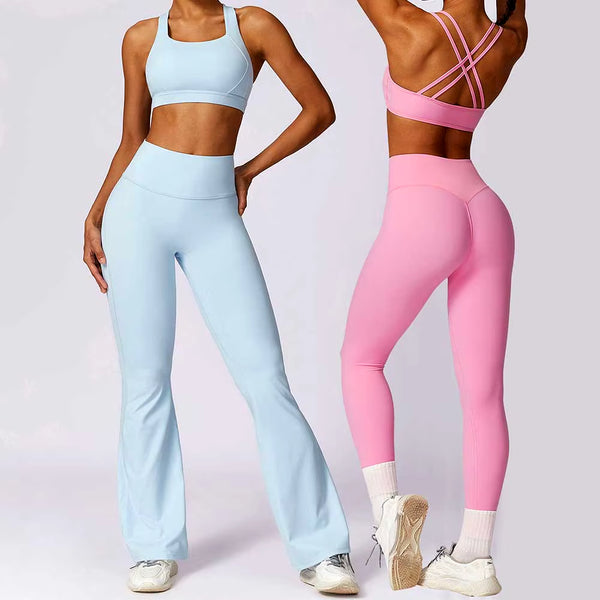 Women's 2-Piece Yoga Set: Premium Workout Tracksuit with Push-Up Sports Bra and Leggings for Fitness and Running