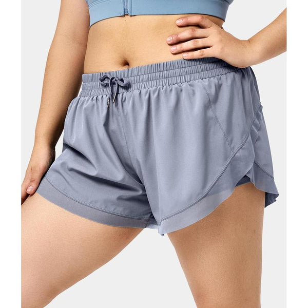 Halara Drawstring Contrast Mesh 2-In-1 plus Size Shorts 4