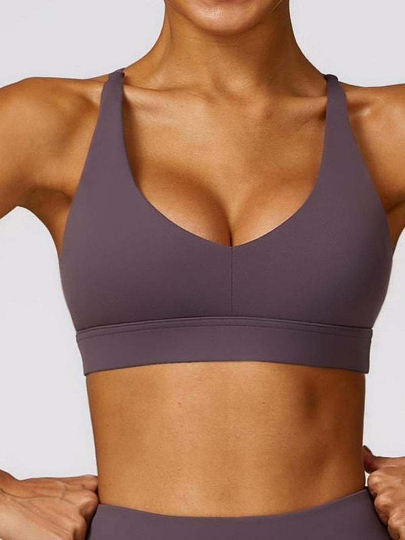 Women'S Solid Criss Cross Backless Sports Vest, Quick Drying Cut Out Sports Bra for Tennis Pickleball, Fall Clothes, Ladies Back to School Sportswear