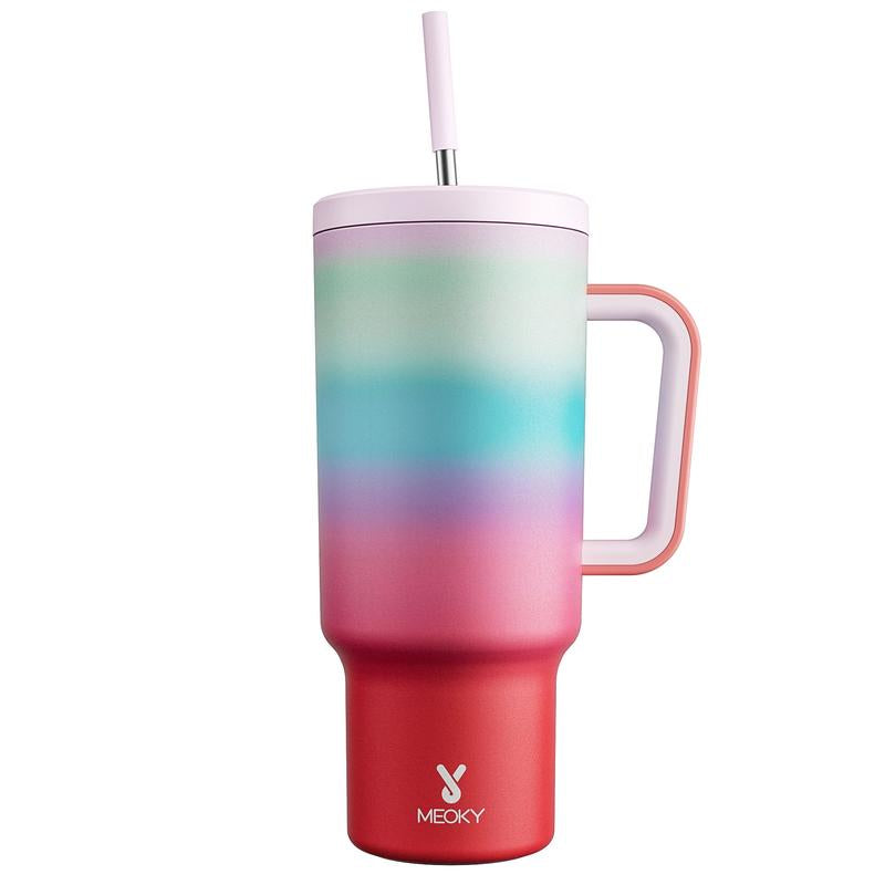 【Stay Stylish & Sustainable】 Meoky'S Stainless Steel Car Cup Keeps Drinks Cold for 24Hrs，Perfect for Travel, Outdoor Adventures, Leak-Proof, Reusable, & Arrives in Just 3 Days