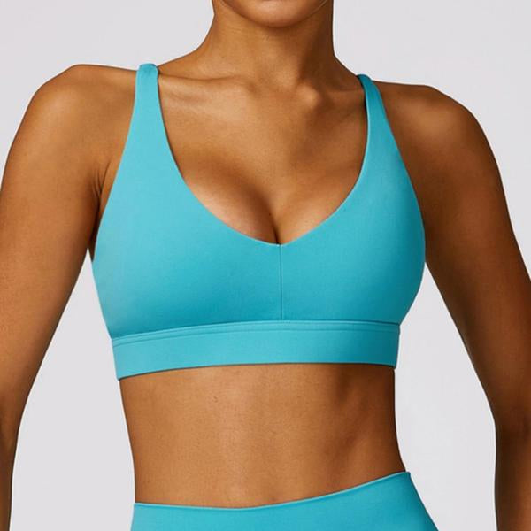 Women'S Solid Criss Cross Backless Sports Vest, Quick Drying Cut Out Sports Bra for Tennis Pickleball, Fall Clothes, Ladies Back to School Sportswear