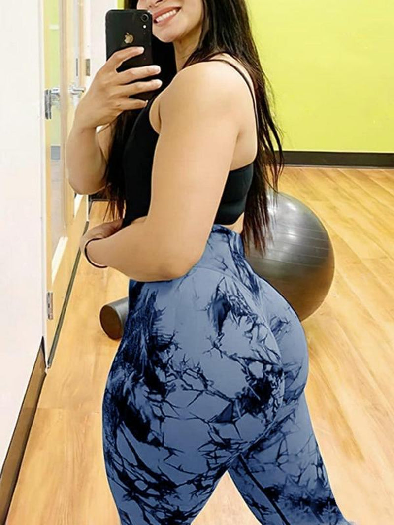 Elevate Your Workout with Women's Trendy Tie Dye High Waist Scrunch Sports Leggings - Perfect Compression Yoga Pants for All Seasons!