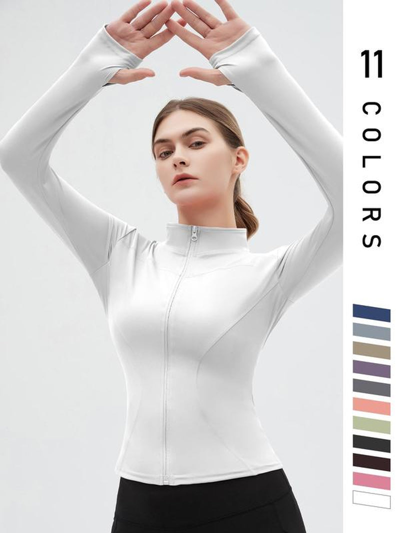 Elevate Your Workout with Our Women's Slim-Fit Thumb Hole Zip-Up Sports Jacket – Perfect for Tennis, Pickleball, and All Outdoor Activities!