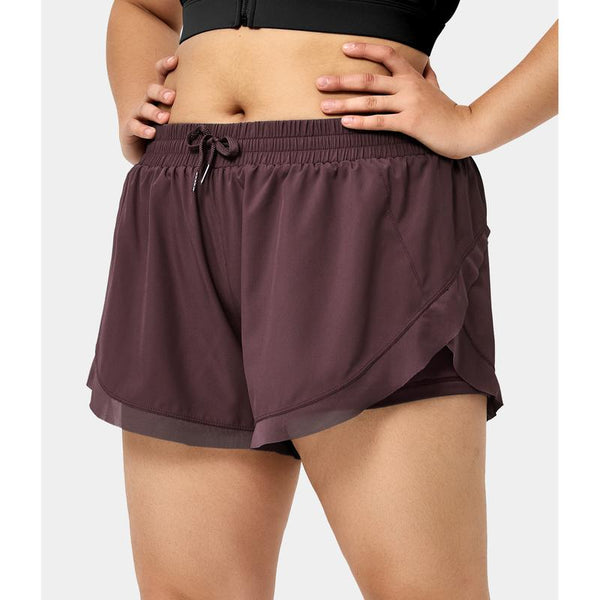 Halara Drawstring Contrast Mesh 2-In-1 plus Size Shorts 4