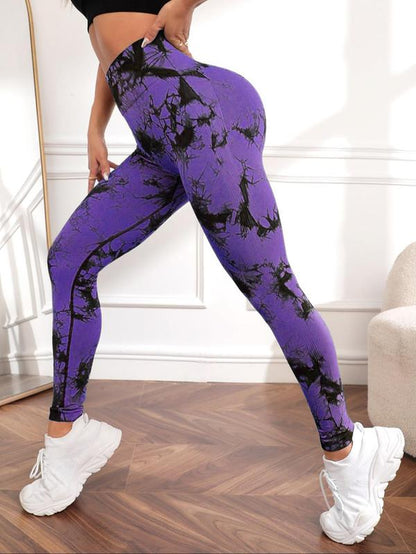 Elevate Your Workout with Women's Trendy Tie Dye High Waist Scrunch Sports Leggings - Perfect Compression Yoga Pants for All Seasons!