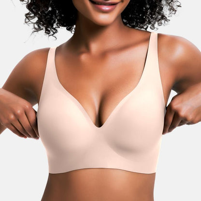 Experience Ultimate Comfort with VRCOMFY Deep V Wireless Push-Up Bralettes - Perfect for Everyday Wear