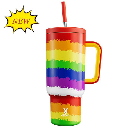 【Stay Stylish & Sustainable】 Meoky'S Stainless Steel Car Cup Keeps Drinks Cold for 24Hrs，Perfect for Travel, Outdoor Adventures, Leak-Proof, Reusable, & Arrives in Just 3 Days