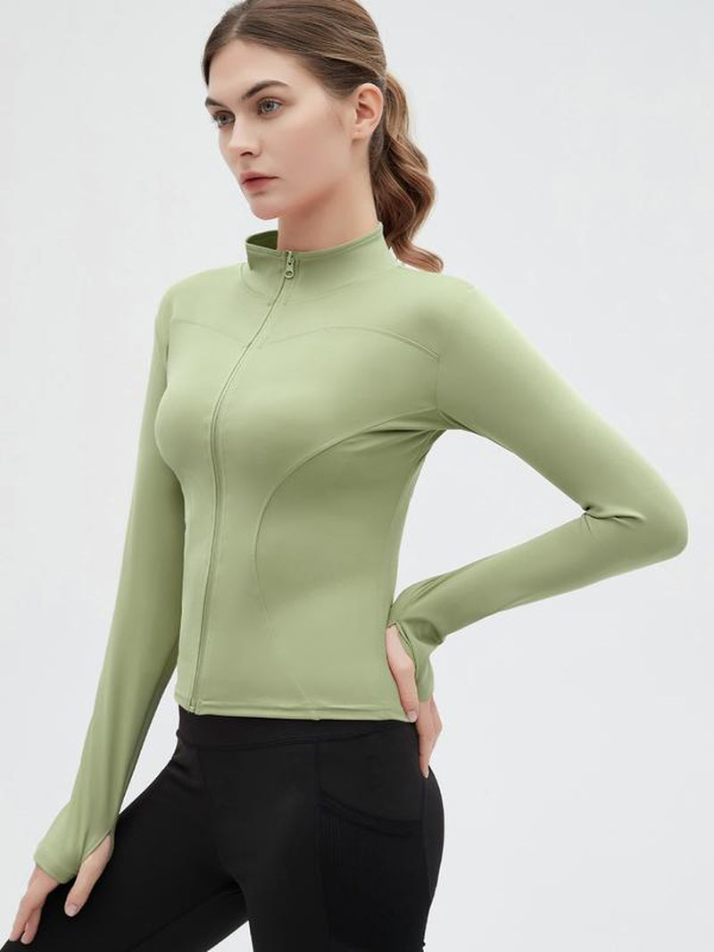 Elevate Your Workout with Our Women's Slim-Fit Thumb Hole Zip-Up Sports Jacket – Perfect for Tennis, Pickleball, and All Outdoor Activities!