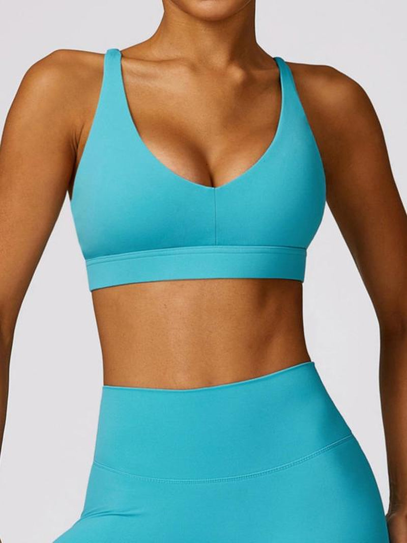 Women'S Solid Criss Cross Backless Sports Vest, Quick Drying Cut Out Sports Bra for Tennis Pickleball, Fall Clothes, Ladies Back to School Sportswear