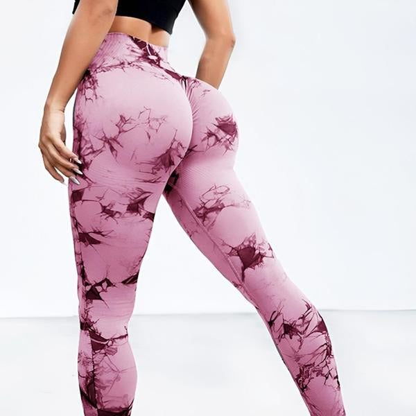 Elevate Your Workout with Women's Trendy Tie Dye High Waist Scrunch Sports Leggings - Perfect Compression Yoga Pants for All Seasons!