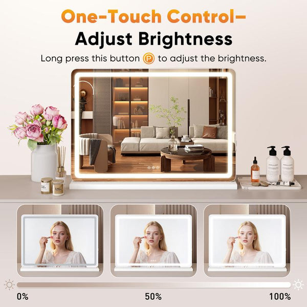 Illuminate Your Beauty Routine: Modern LED Vanity Mirror with Touch Control & 3 Adjustable Color Modes for Flawless Makeup
