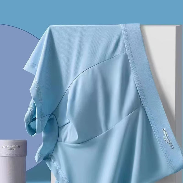 4Pcs Boxer Shorts Men'S Ice Silk Underwear Male Underpants Breathable Sexy Thin Panties U Convex Lingerie Wholesale Lots L-6XL