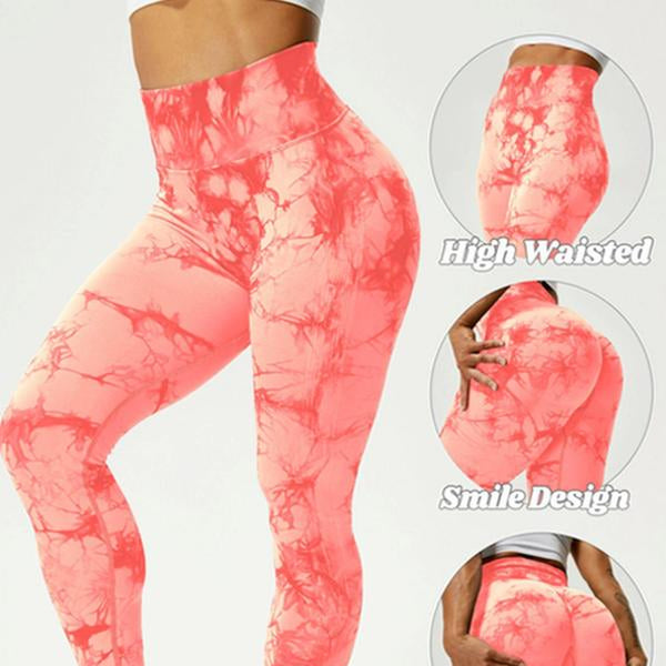 Elevate Your Workout with Women's Trendy Tie Dye High Waist Scrunch Sports Leggings - Perfect Compression Yoga Pants for All Seasons!
