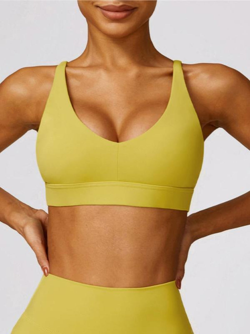 Women'S Solid Criss Cross Backless Sports Vest, Quick Drying Cut Out Sports Bra for Tennis Pickleball, Fall Clothes, Ladies Back to School Sportswear