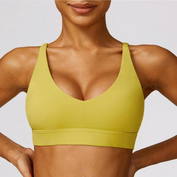 Women'S Solid Criss Cross Backless Sports Vest, Quick Drying Cut Out Sports Bra for Tennis Pickleball, Fall Clothes, Ladies Back to School Sportswear