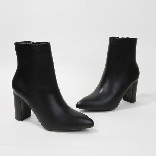 Elevate Your Style with the Sara Pointed Block Heel Ankle Boots