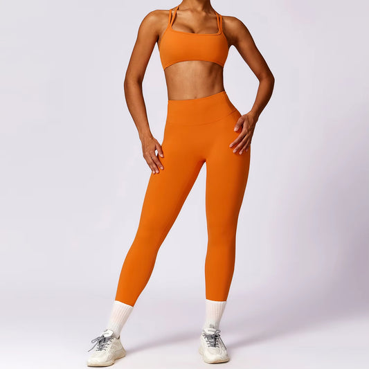 Women's 2-Piece Yoga Set: Premium Workout Tracksuit with Push-Up Sports Bra and Leggings for Fitness and Running