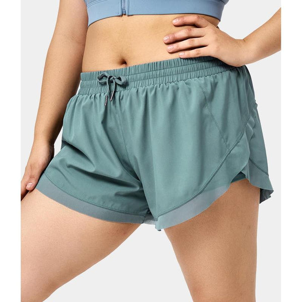 Halara Drawstring Contrast Mesh 2-In-1 plus Size Shorts 4