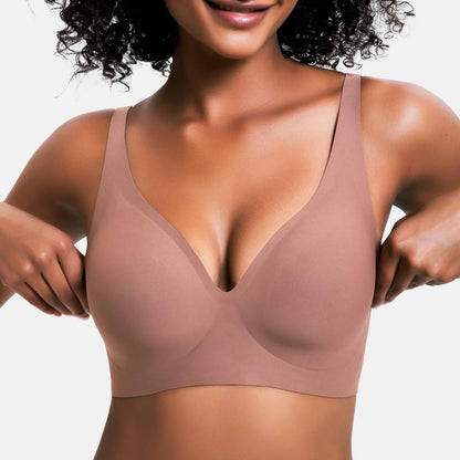 Experience Ultimate Comfort with VRCOMFY Deep V Wireless Push-Up Bralettes - Perfect for Everyday Wear