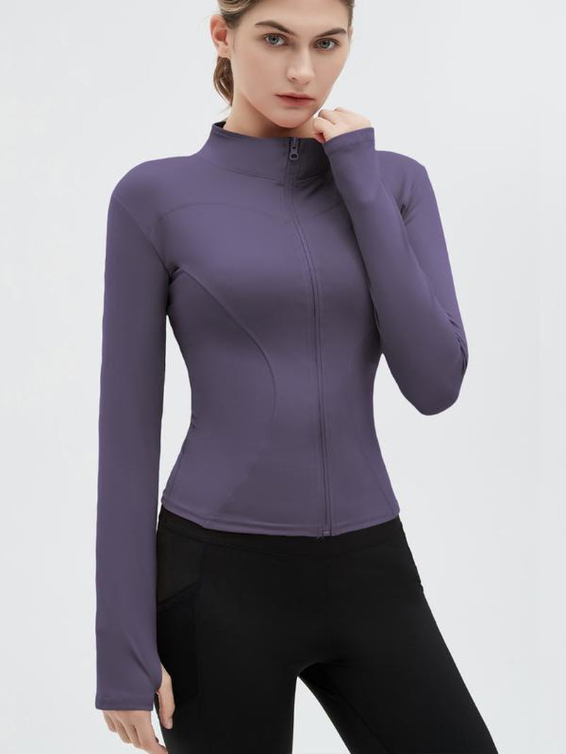 Elevate Your Workout with Our Women's Slim-Fit Thumb Hole Zip-Up Sports Jacket – Perfect for Tennis, Pickleball, and All Outdoor Activities!