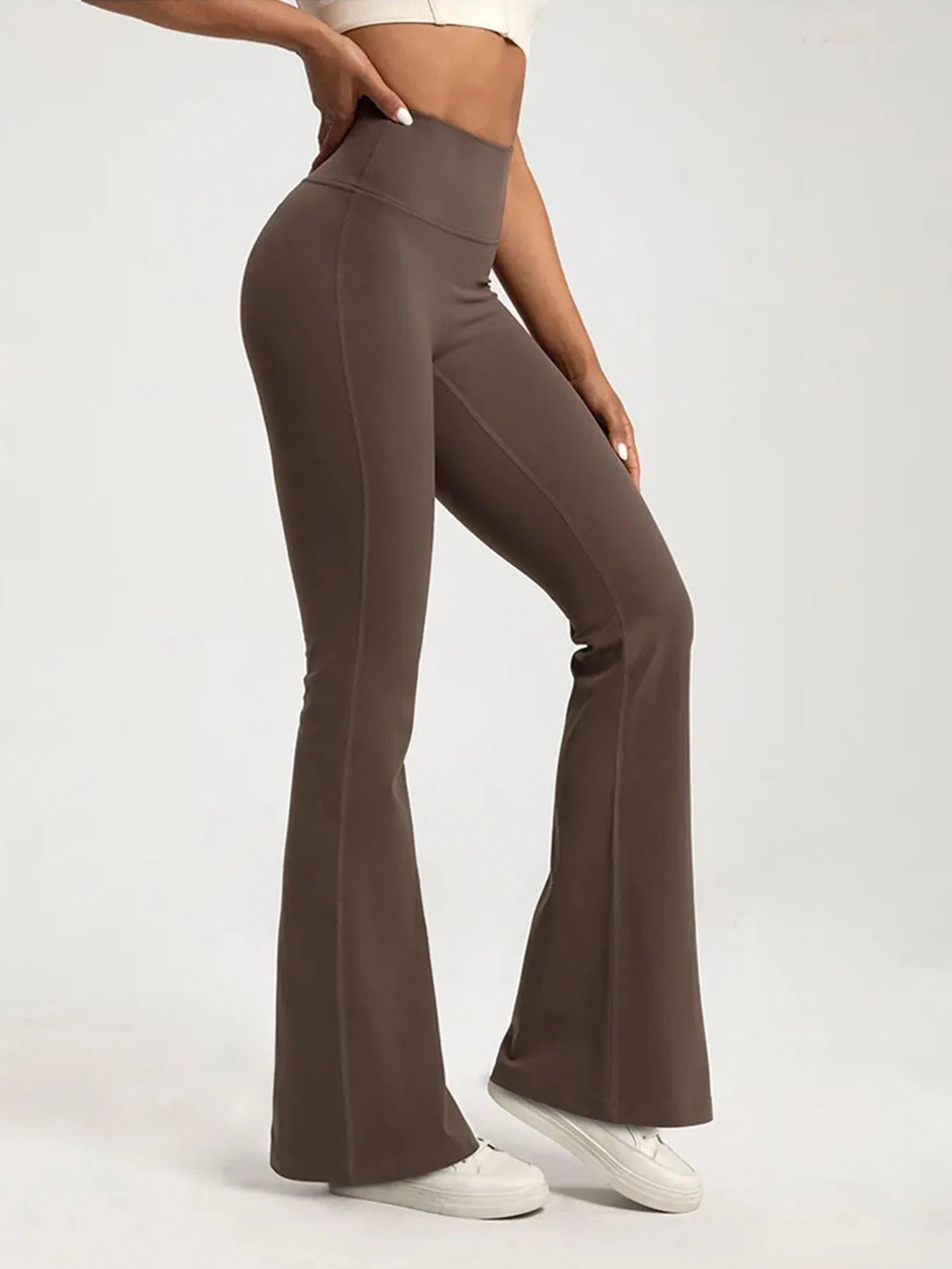 Elevate Your Workout with Our High-Waisted Cinching Bell Bottom Pants for Women - Perfect for Yoga, Running, and Casual Outings!
