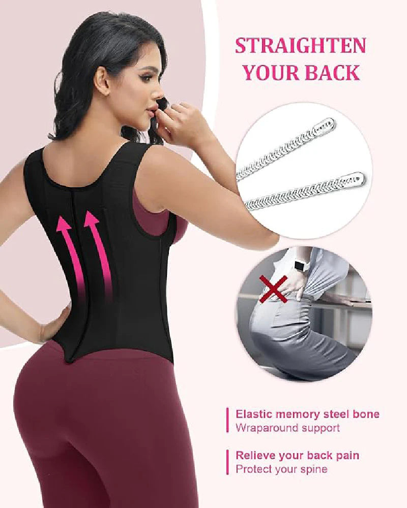 Transform Your Figure with the Shapshe® Women's Waist Trainer Corset Vest – Ultimate Body Shaper with Steel Bones