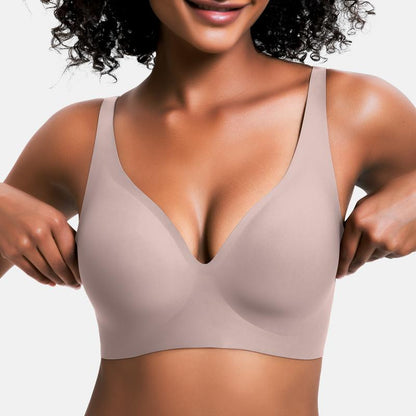 Experience Ultimate Comfort with VRCOMFY Deep V Wireless Push-Up Bralettes - Perfect for Everyday Wear