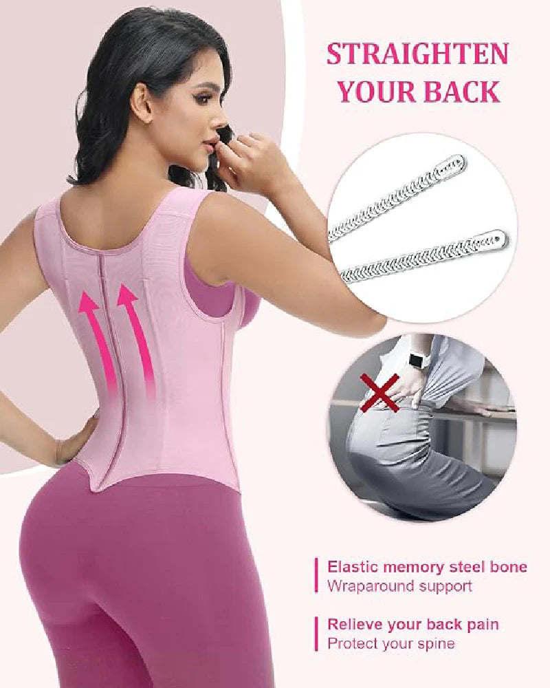 Transform Your Figure with the Shapshe® Women's Waist Trainer Corset Vest – Ultimate Body Shaper with Steel Bones