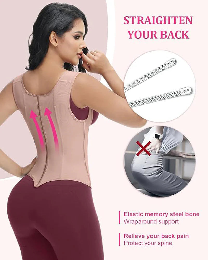 Transform Your Figure with the Shapshe® Women's Waist Trainer Corset Vest – Ultimate Body Shaper with Steel Bones