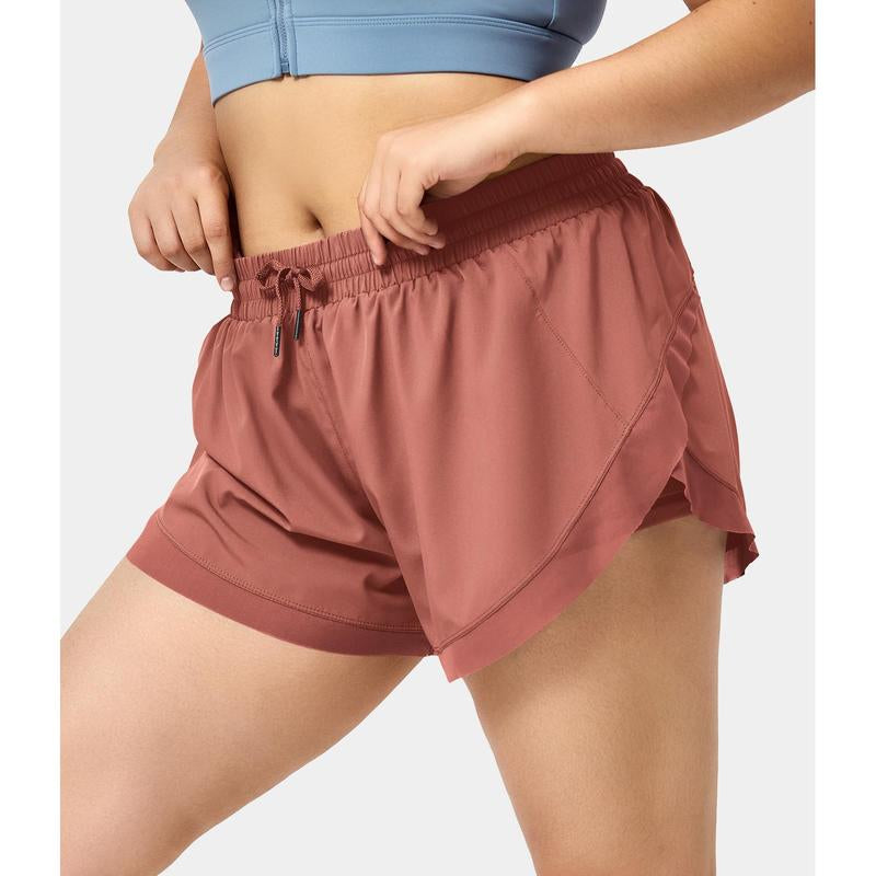 Halara Drawstring Contrast Mesh 2-In-1 plus Size Shorts 4"