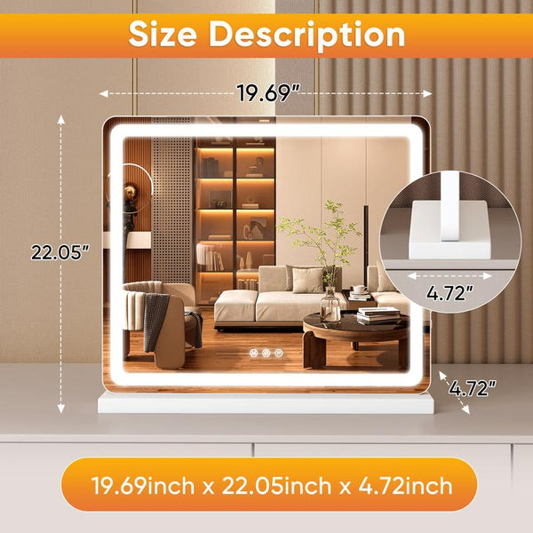 Illuminate Your Beauty Routine: Modern LED Vanity Mirror with Touch Control & 3 Adjustable Color Modes for Flawless Makeup