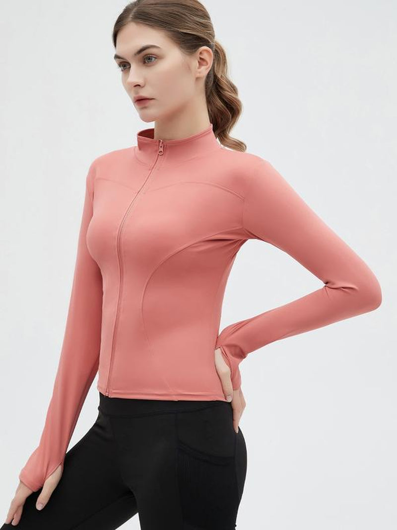 Elevate Your Workout with Our Women's Slim-Fit Thumb Hole Zip-Up Sports Jacket – Perfect for Tennis, Pickleball, and All Outdoor Activities!