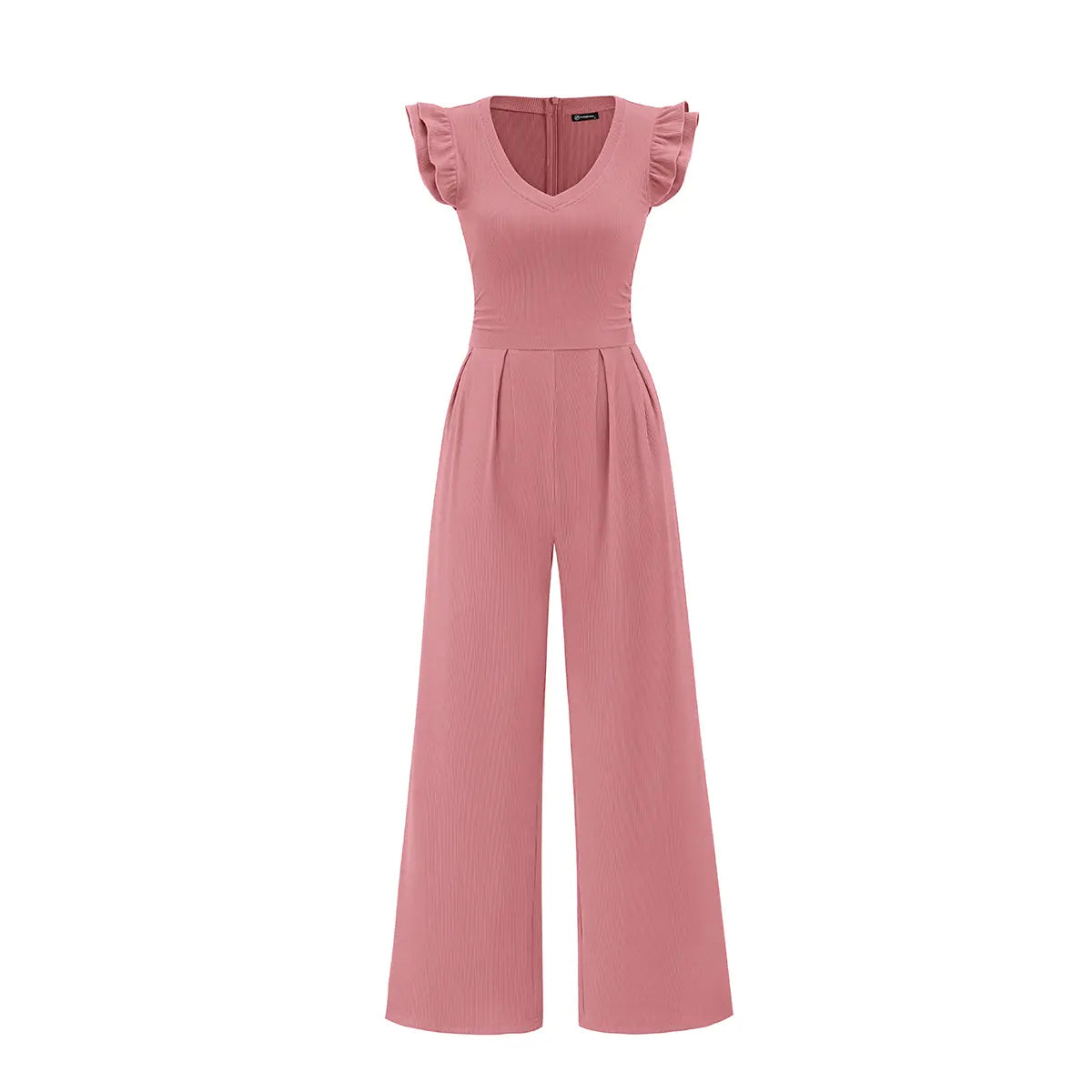Elevate Your Spring Wardrobe with the Prettygarden Dressy Ruffle Cap Sleeve V Neck Ribbed Knit Wide Leg Jumpsuit for Women
