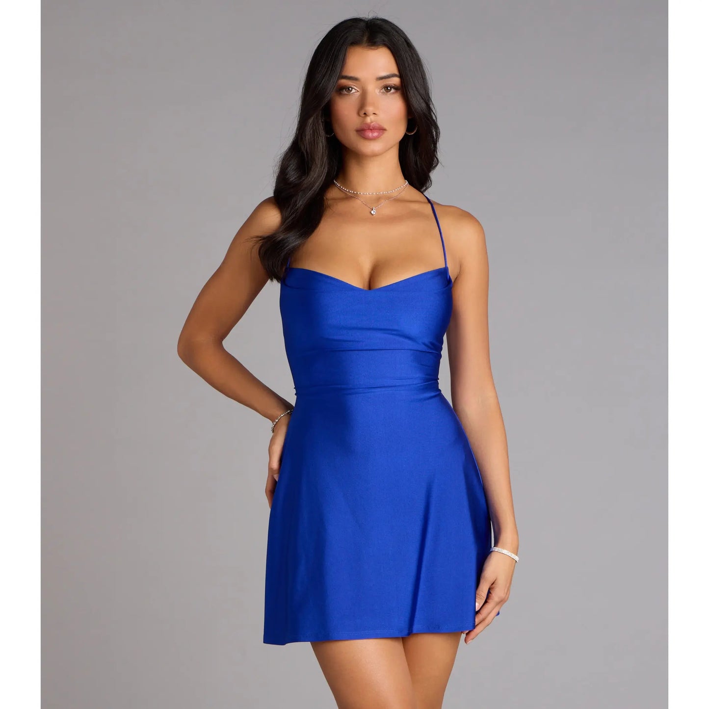 Flirty Lace-Up A-Line Mini Dress for Effortless Elegance