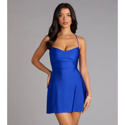 Flirty Lace-Up A-Line Mini Dress for Effortless Elegance