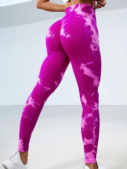 Elevate Your Workout with Women's Trendy Tie Dye High Waist Scrunch Sports Leggings - Perfect Compression Yoga Pants for All Seasons!