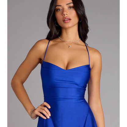 Flirty Lace-Up A-Line Mini Dress for Effortless Elegance