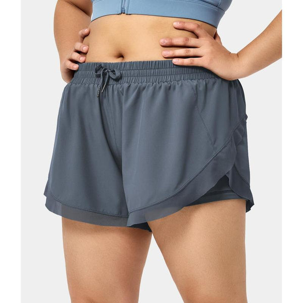 Halara Drawstring Contrast Mesh 2-In-1 plus Size Shorts 4