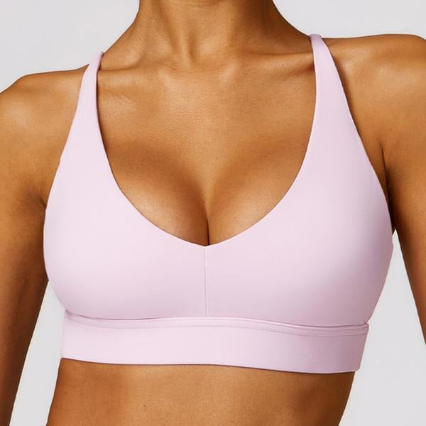 Women'S Solid Criss Cross Backless Sports Vest, Quick Drying Cut Out Sports Bra for Tennis Pickleball, Fall Clothes, Ladies Back to School Sportswear