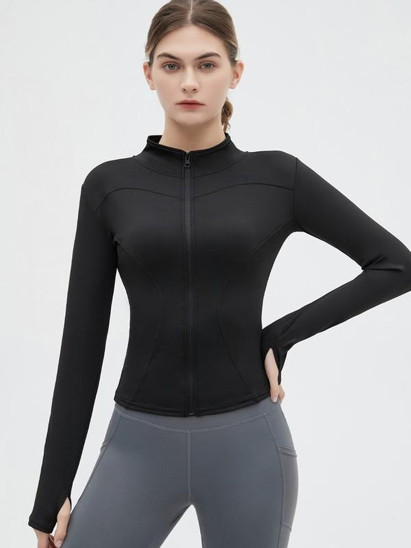 Elevate Your Workout with Our Women's Slim-Fit Thumb Hole Zip-Up Sports Jacket – Perfect for Tennis, Pickleball, and All Outdoor Activities!