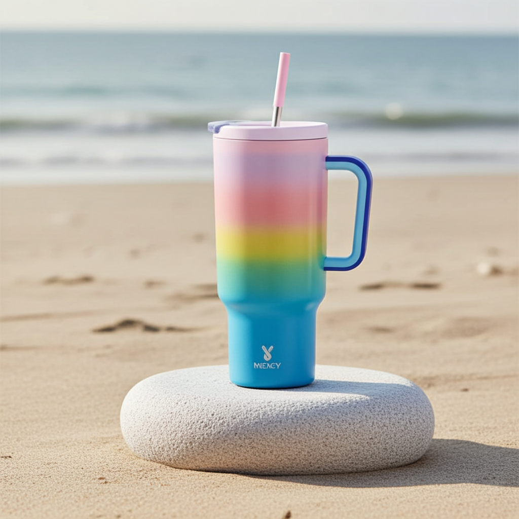 Style That Sustains - Meoky'S Stainless Steel Car Cup Keeps Drinks Cold for 24Hrs，Perfect for Travel, Outdoor Adventures, Leak-Proof, Reusable, & Arrives in Just 3 Days