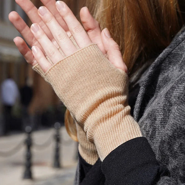 Custom Pure 100% Cashmere Gloves Winter Men Women Fingerless Knitted Fashion Thermal Woolen Wool Mittens Gloves