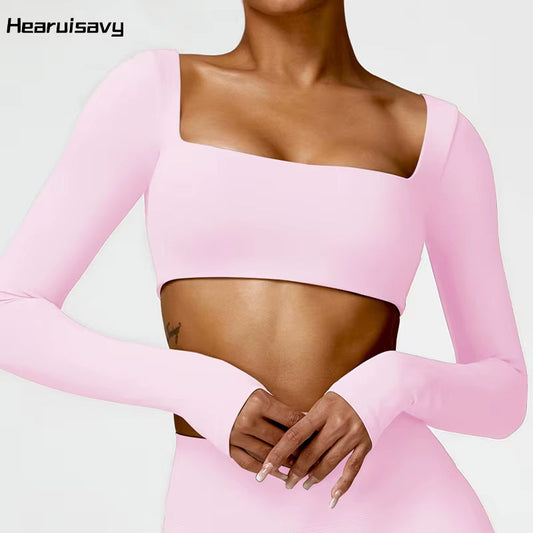 Hearuisavy Women's Quick Dry Square Neck Gym Top