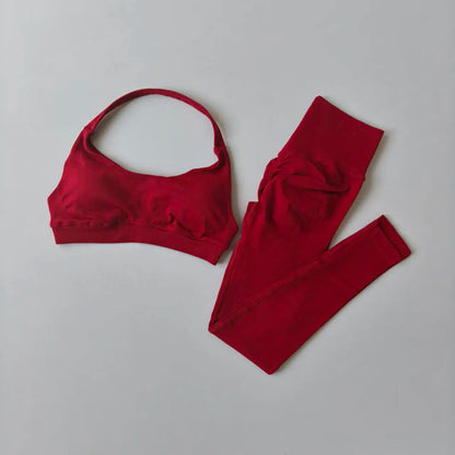 Elevate Your Workout with the Seamless Women's Yoga Suit: Chic Sports Bra and High-Waist Leggings Set for Ultimate Comfort and Style